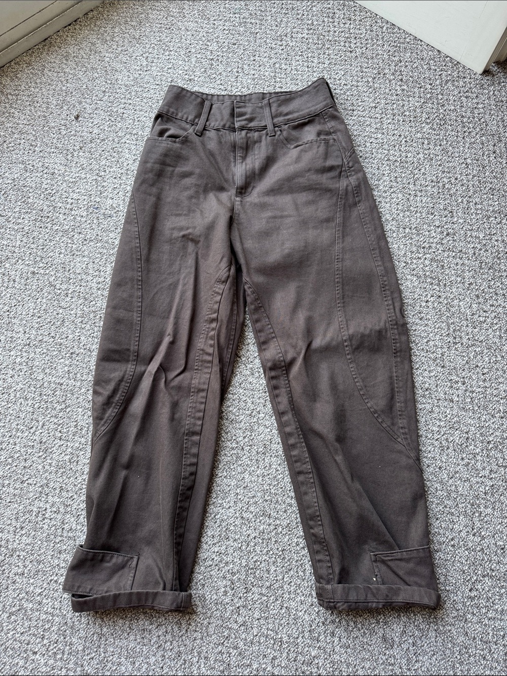 Zara Dark Brown High-Rise Tapered Jeans